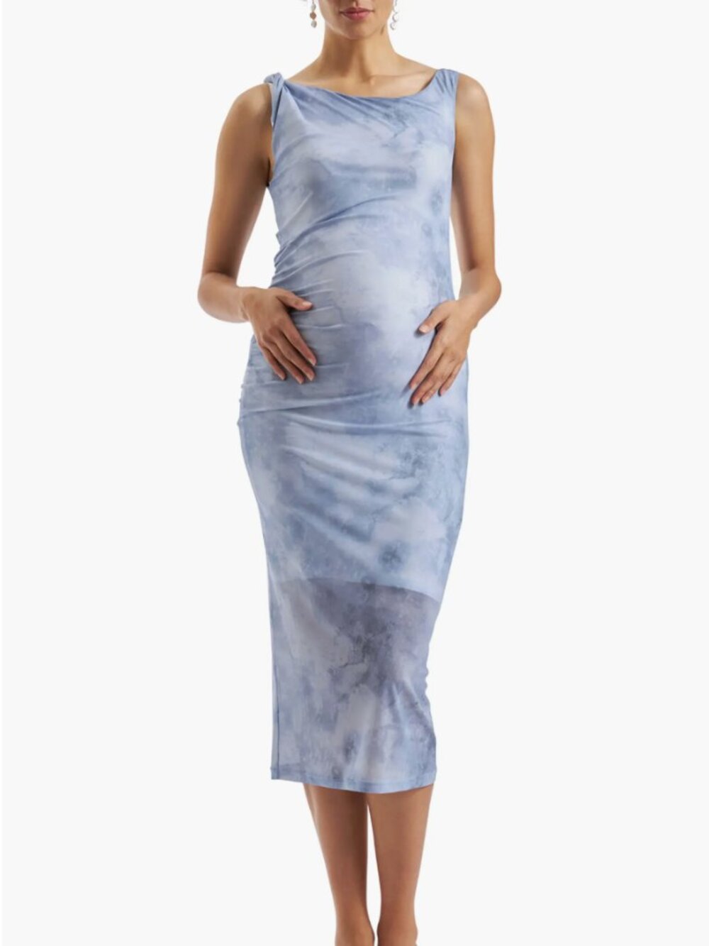 NWT Ripe Maternity Jordan Off Shoulder Dress - Sky Blue - Medium
